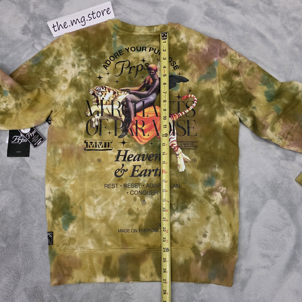 Prps Crewneck Top Tie-Dye Olive Twist Multicolor Graphic Sweatshirt Men's Sz M - Picture 3 of 10